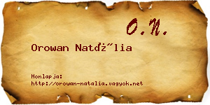 Orowan Natália névjegykártya